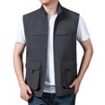 thumbnail image 2 of AnuYalue Big and Tall Cargo Vest for Mens Casual Full Zip Stand Collar Sleeveless Jacket Outdoor Fishing Safari Travel Gilet, 2 of 7