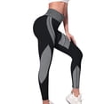 thumbnail image 5 of Women's High Waisted Yoga Pants, Color Block Tapered Workout Leggings, Butt Lifting Seamless Sports Pants with Side Stripes, Breathable Running Gym Tights for Women-White, 5 of 9