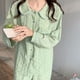 thumbnail image 5 of Pijama de 2 piezas para mujer, otoño/invierno, talla XL, manga larga, estampado de corazones verdes, 5 of 8