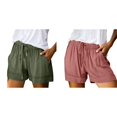 thumbnail image 1 of (2-Pack) Rinsvye Womens Shorts High Elastic Womens Running Shorts Waisted Pleated Ruffle Cute Women Shorts Casual Mid Thigh Shorts Beach Flowy Casual Womens Basketball Shorts, 1 of 5