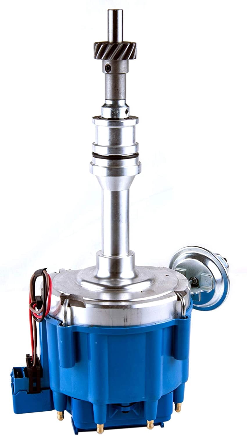 Performance HEI Ignition Distributor w/Cap & Rotor and Spark plug Wire set Compatible with Ford 351C 351M 400 460 HEI 65,000 Volt Coil KA-1046013 PE332U JM6506BL 351CBLHEI0(Blue HEI Kit)