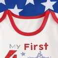 thumbnail image 5 of Xudanell Baby Boy Girl My 1st 4th Of July Outfit Short Sleeve Letter Stars Stripes Print Romper Jumpsuit (Beige, 6-12 Months), 5 of 7