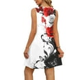 thumbnail image 4 of Tnhcen Women's Summer Sleeveless V - Neck Pocket Vintage Floral Print High Split Casual Dress 95% Polyester 5% Spandex Retro Style Sizes S - 2XL, 4 of 7