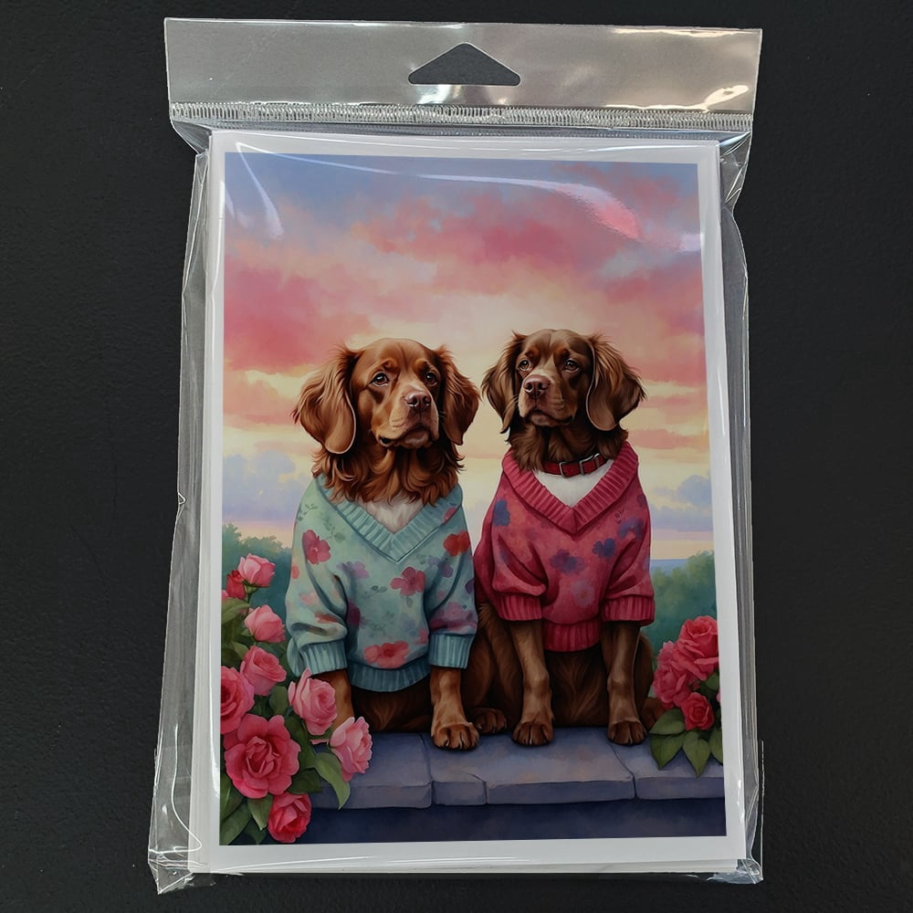 Sussex Spaniel Two Hearts Greeting Cards Pack of 8 7 in x 5 in