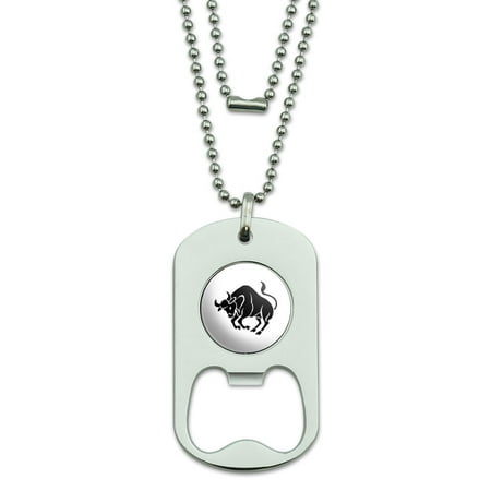 Taurus The Bull Zodiac Horoscope Dog Tag Bottle Opener
