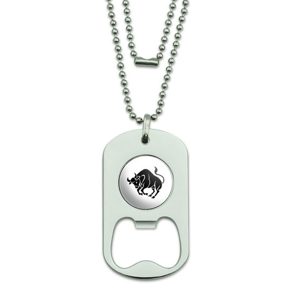 Taurus The Bull Zodiac Horoscope Dog Tag Bottle Opener