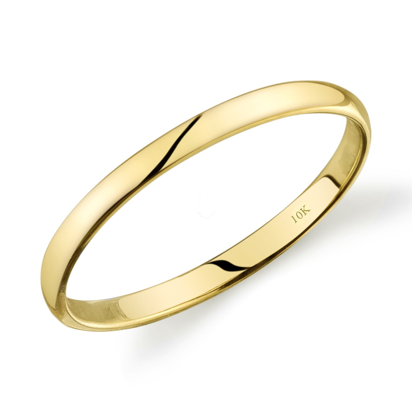 LANDA JEWEL Solid 10k White Rose Yellow Gold 2mm Light Court Shape Comfort Fit Polished Wedding Ring Plain Band 