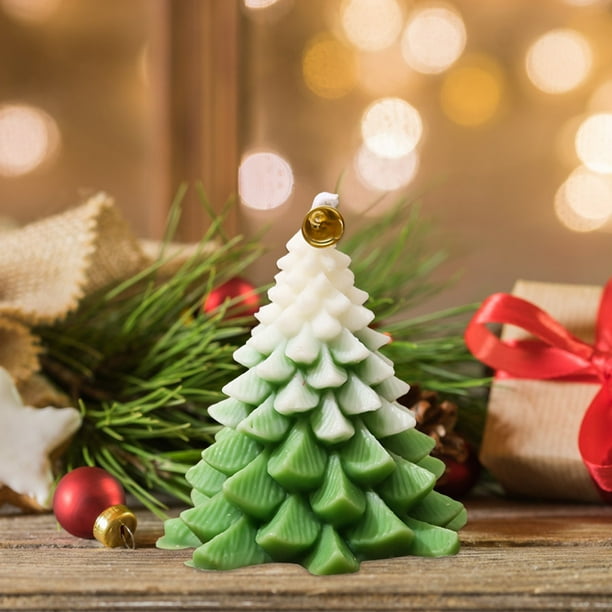 Vela Perfumada con Forma de Árbol de Navidad | Vela Navideña de Parafina Verde Claro, Rosa y Azul Marino | Aroma Duradero | Decoración Festiva para Navidad, Cumpleaños y Calidez En El Hogar | Set de
