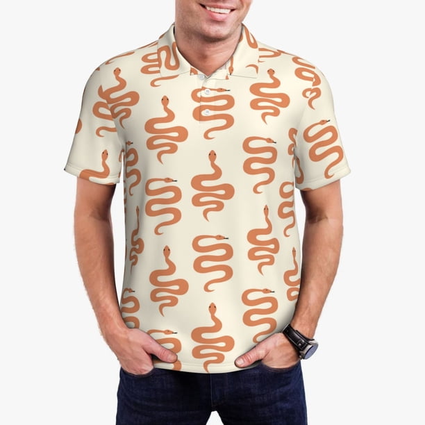Fotbe Hand Drawn Snake Camiseta Polo de Golf para Hombre con Estampado – Camisa Deportiva Transpirable con Cuello Abotonado-4X-Large