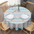 thumbnail image 3 of Blue and Red Christmas Pattern Round Tablecloth 60"x60",Wrinkle Wipeable Table Cloth for Kitchen Dining Room Picnic Patio Party, 3 of 6