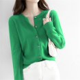 thumbnail image 2 of TRUBKH Cardigan Sweaters for Women Button Up Cardigans Flowy Stretch Soft Cute Cardigan Slim Fit Thin Tops Cable Knit Cardigan Cropped Cardigan Cotton Blend Crew Neck Soft Green 2XL, 2 of 9