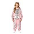 thumbnail image 4 of CAIVO Girls Halloween Outfit Sets Skeleton Printed Hooded Long Sleeve Sweatshirt Pants Two Piece Toddler Youth Casual Athletic Wear Clothing Set, 4 of 5