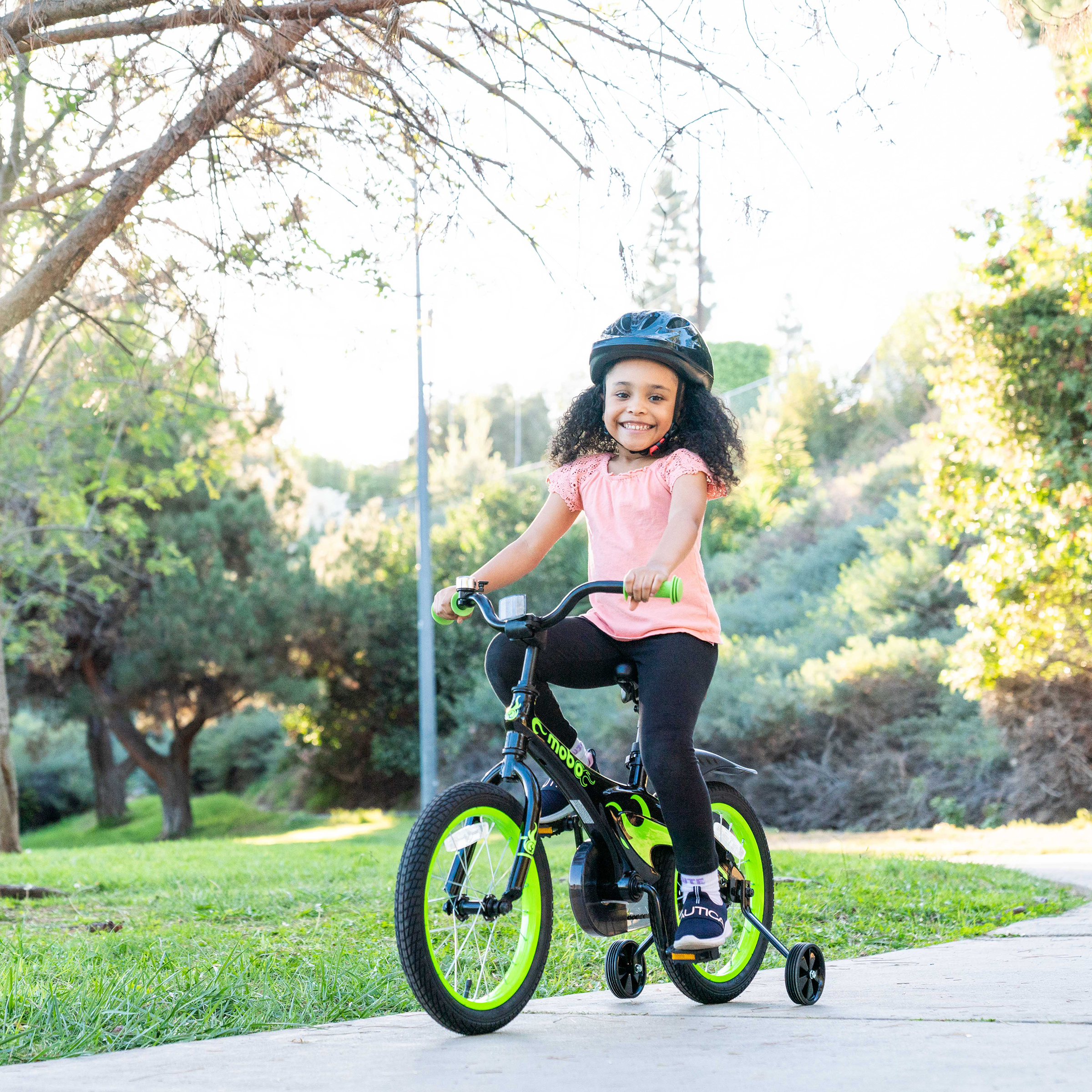 Mobo Lite Bike w/Training Wheels. 16" Child Bicycle, Green