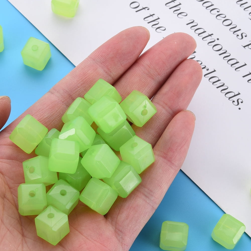 Imitation Jelly Acrylic Beads Cube Light Green 11.5x11x11mm Hole: 2.5mm about 528pcs/500g