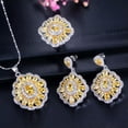 thumbnail image 6 of Multi Color Rainbow CZ Ring Flower Pendent Necklace Earrings Party Jewelry Set, 6 of 9