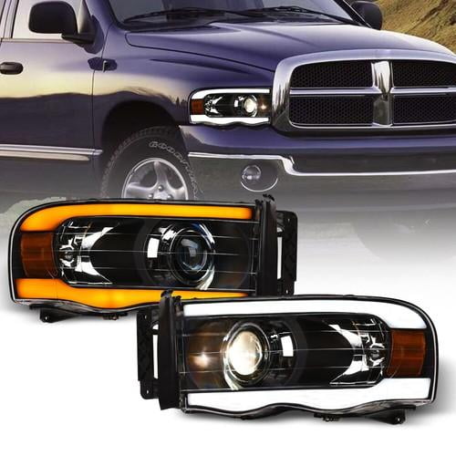 Switchback Sequential For 2002-2005 Ram Blk Projector Headlights w/LED Tube Bar