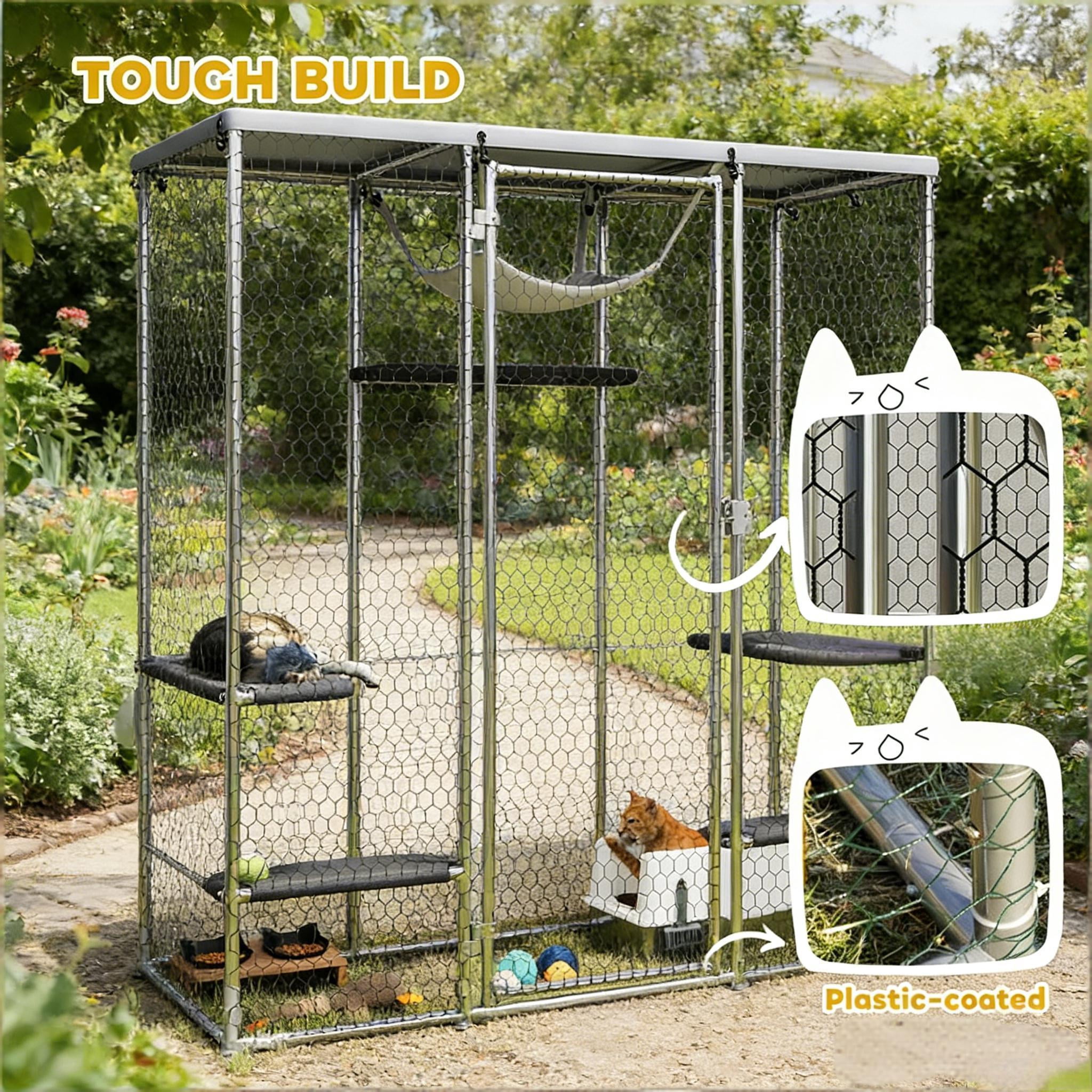 Pet Cage, Patio Cat Enclosure, Outdoor Walk-in Cat Cage