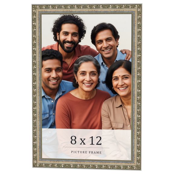 8x12 Frame Silver Solid Wood Picture Frame Width 1.125 Inches | Interior Frame Depth 0.375 Inches |