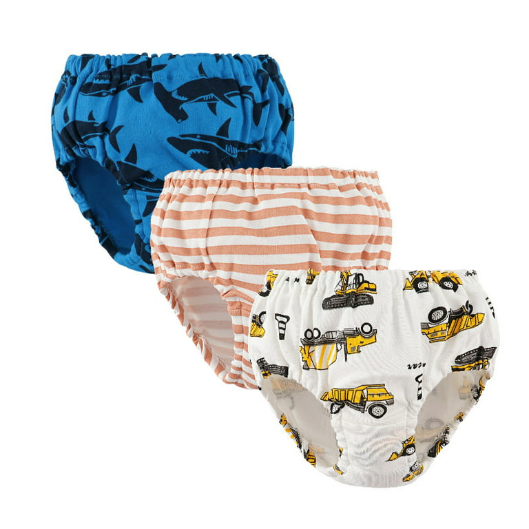 Baby 3 Packs Cotton Training Pants Reusable Toddler Potty Training Underwear  for Boy and Girl Shark-4T 