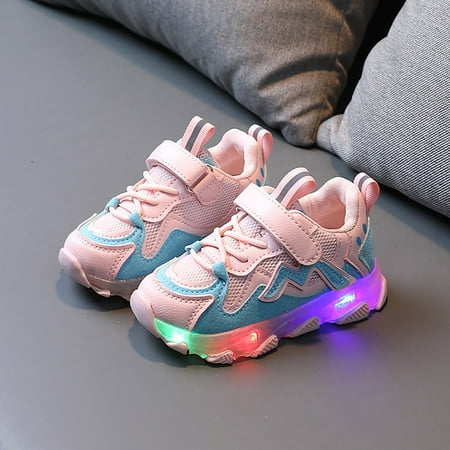 

Cathalem Fashion Kids Shoes Autumn New Children Shoes Kids Light Shoes Boys Sneakers Girls Soft Sole Breathable Glow Baby Sports Shoes Pink 18 Months