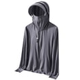 thumbnail image 1 of Sun-Protective Hooded Long Sleeve Zip-Up Jacket for Men, UPF 50+, Breathable Ice Thread Fabric, Elastic Stretch, Finger Hole Design, for Outdoor Summer Activities, 1 of 5