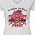 thumbnail image 4 of Inktastic In October We Wear Pink with Ribbon and Pink Pumpkins Women's V-Neck T-Shirt, 4 of 5