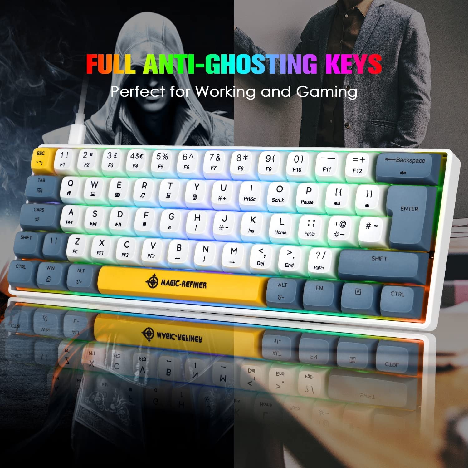 Magic-Refiner MK21 Wired Gaming Keyboard with RGB Backlight