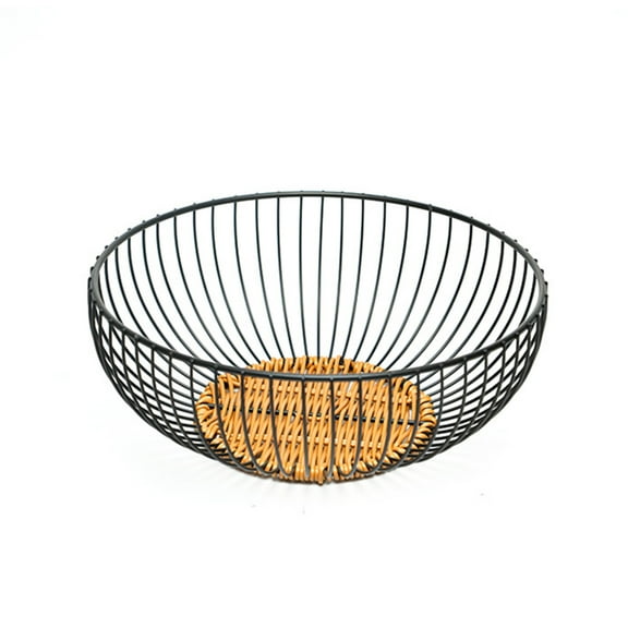 Mouliraty Rattan Iron Fruit Tray Vegetable Drainage Basket Living Room Snacks Candy Storage Bedroom Bathroom Cosmetic Basket