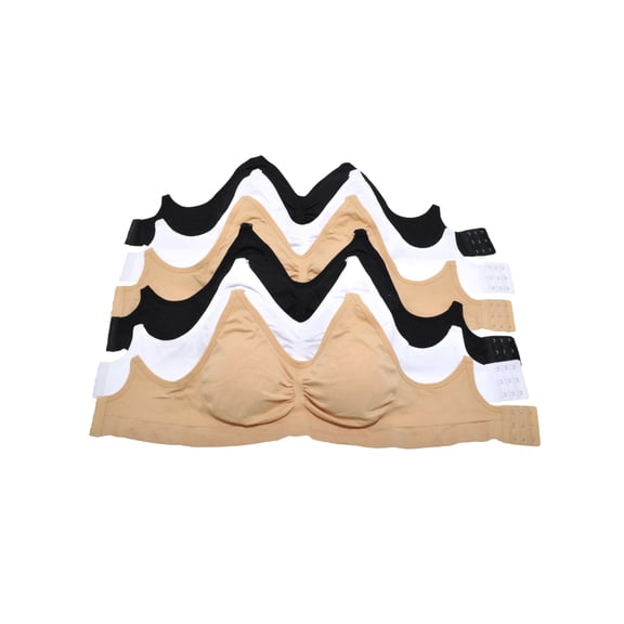 Angelina Women's Seamless U-Back Bralette with Adjustable Straps (6-Pack)