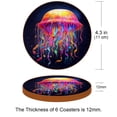 thumbnail image 3 of Jellyfish Set of 6PCS Cute Round Coasters, Microfiber Leather Drink Coasters, 4.3x4.3 Inch Table Coasters for Drinks, Coasters for Home and Kitchen Decor., 3 of 6