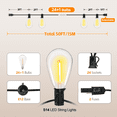 thumbnail image 3 of YIMIEMIT S14 LED 50ft Outdoor String Lights 24+1 Shatterproof Waterproof Bulbs for Patio Cafe Bistro, 3 of 12