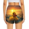 thumbnail image 2 of Lsque Cartoon Swimming Yellow Duck Printed Women's Running Shorts with Liner Pockets,Elastic Quick Dry Workout Athletic Gym Yoga Shorts,Womens High Waist Shorts-, 2 of 9