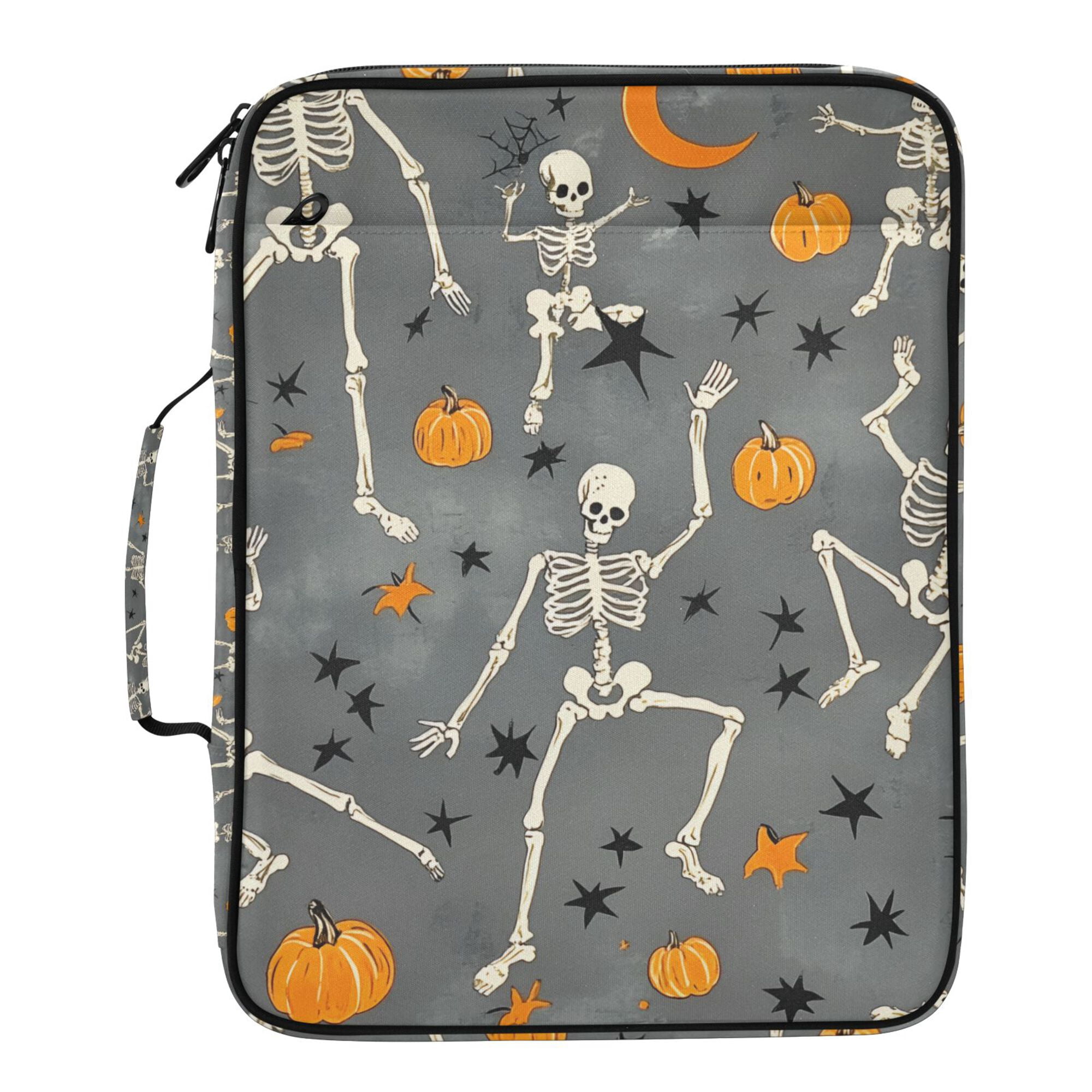 FORMRS Accordion File Folder A4 Size 7-Pocket Expanding Document Organizer Bag with 3 Ring Binder, Halloween Dancing Skeleton