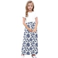 thumbnail image 5 of GERsome Girls Maxi Dress Short Sleeve Patchwork Floral Print Loose Casual Long Dress with Pockets for 4-14 Years Kids, 5 of 8
