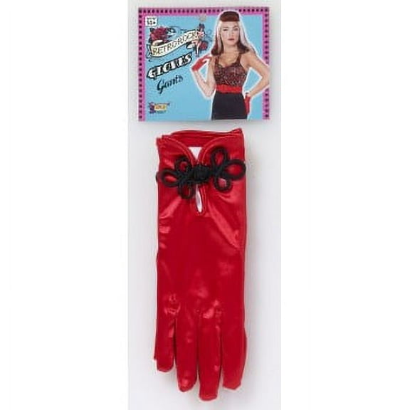 SHORT SATIN GLOVES-RED