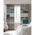 thumbnail image 3 of Turquoise Brown Blackout Curtains 54 Inches Long for Bedroom, Vintage Country Ombre Wooden Grain Thermal Insulated Room Darkening Black Out Window Curtain Panels Grommet Drapes for Living Room, 3 of 8