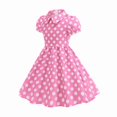 thumbnail image 2 of XXWXYD PolkaDot Girls Dress Short Sleeve 𝖯eter Pan Collar Vintag𝖾 Style Summer Play Casual Par𝗍y Outfit Ages 4-10 Toddler Kid Children Church School Birthday Celebration Gown, 2 of 6