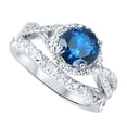 thumbnail image 4 of Sparkle Jewels Men's & Women's 14K White Gold Finish Round Cut Blue CZ Trio Ring Set, 4 of 6