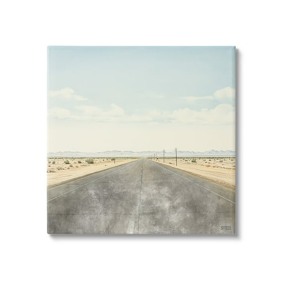 Stupell Industries Desert Horizon Highway Landscape Painting Gallery Wrapped Canvas Art Print Wall Art, 17 x 17