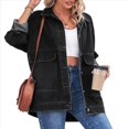 thumbnail image 2 of Chaqueta Vaquera de Mujer, Estilo Boyfriend, Extragrande, con Botones, Larga, Aberturas Laterales Negro y Gris L, 2 of 9