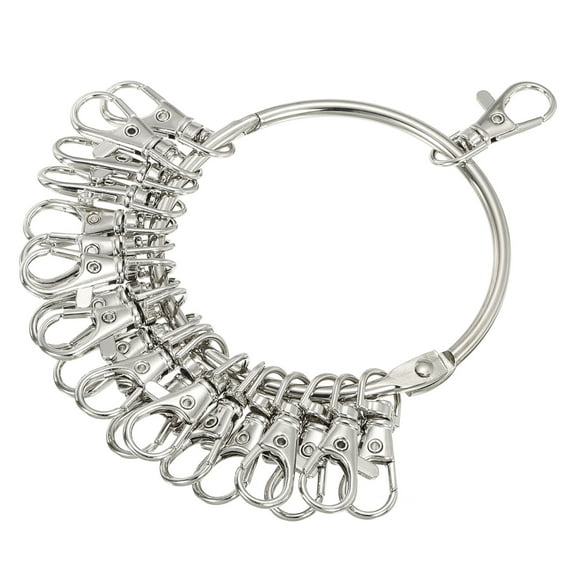 Uxcell 3.4" Dia Key-Organizer Keychain Management Holder with 20 Buckles Rings Silver