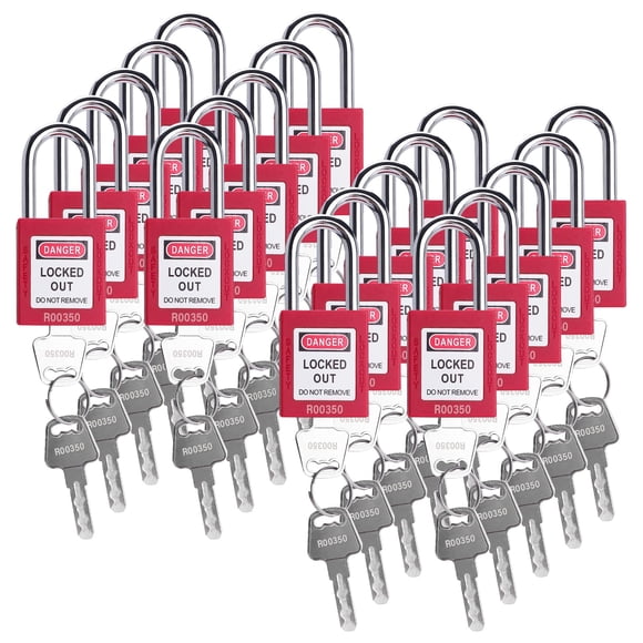 Patioer Serrures de Verrouillage, 20 Serrures Loto Rouges à Clé, Serrures de Sécurité de Verrouillage, 2 Clés par Serrure