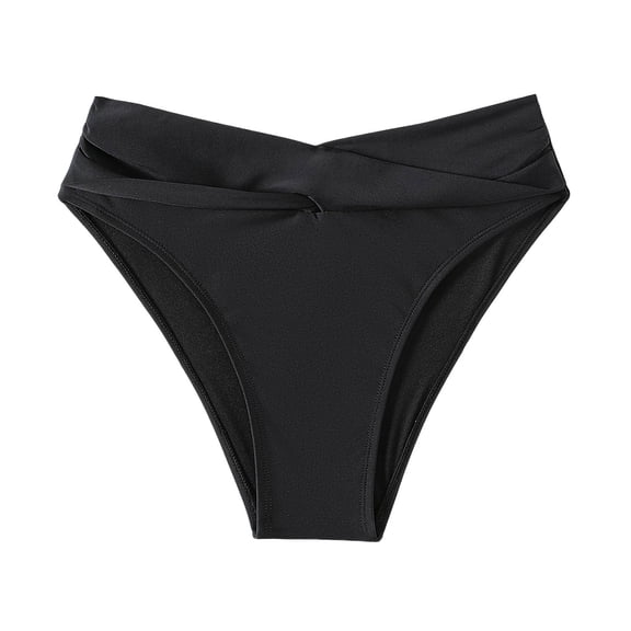 Womens Swim Bottoms Women's Solid Color Trendy Swim Pants for Beach and Vacation Preparation T Back Design Folded Versatile for Swimwear Ideal for Summer Activities Swim Bottom Black L