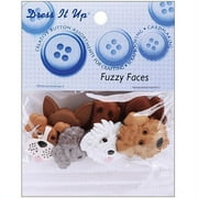 Dress It Up, ''Fuzzy Faces", Sewing Fastener Buttons, Multi Color, 7 Pcs.
