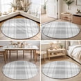 thumbnail image 4 of Round Rugs 4Ft, Grey Buffalo Plaid Round Area Rug Washable Indoor Throw Carpet, Farmhouse Modern Checkered Soft Non Slip Circle Rug for Kitchen Nursery Room Home Decor Aesthetic, 4 of 8
