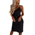thumbnail image 2 of Usmixi Formal Dresses for Women Cocktail Party Prom Sexy Slim Spaghetti Strap Mini Dresses Sleeveless V-Neck Solid 2023 Summer Short Dress Black XXL, 2 of 6