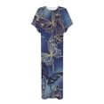 thumbnail image 5 of SMihono Robe Maxi Bohème d'Été pour Femmes Grande Taille Robe Maxi pour Femmes Plage Vacances Décontractée Ample Longue Robe Manches Courtes Robes d'Été avec Fente Robe Évasée de Plage, 5 of 5