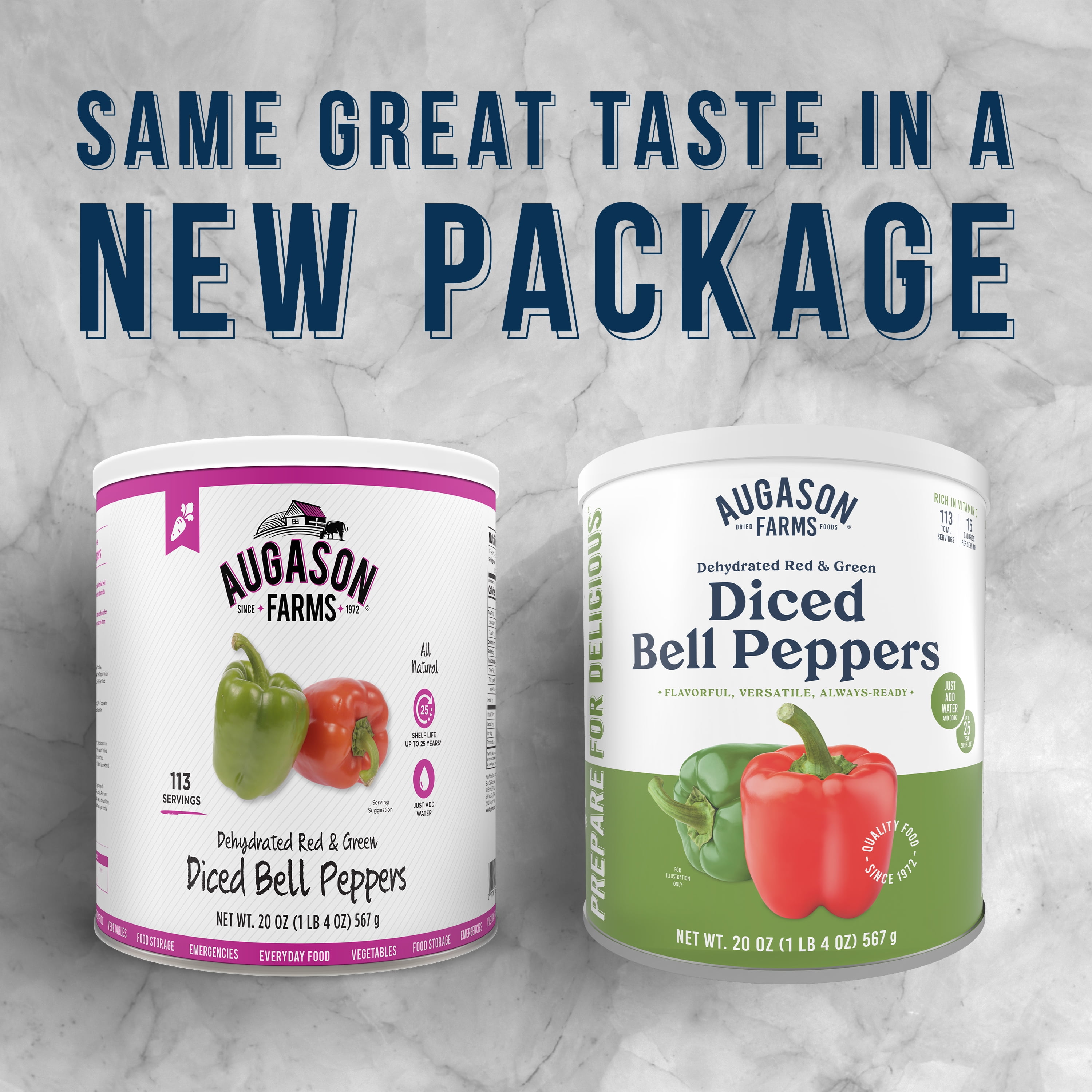 (3 pack) Augason Farms Dehydrated Red and Green Diced Bell Peppers Can, Emergency Food Supply, Everyday Meals, 113 Servings