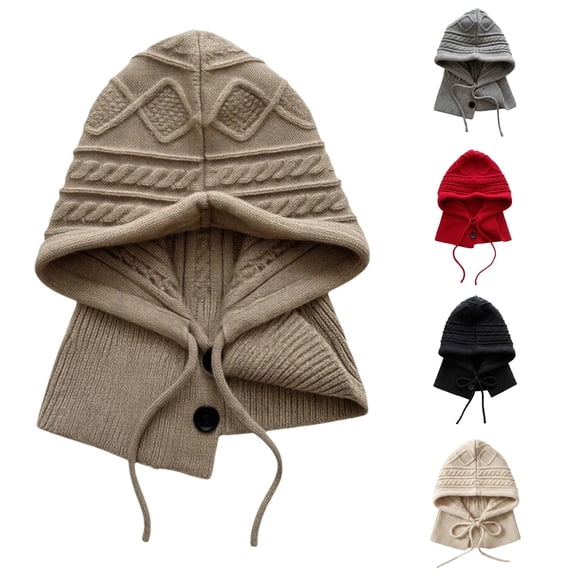 Hauaitttt Women Warm Shawl Hat for Girl Scarf Hat Cold Weather Hat Knitted Hat Fashion Accessories Winter Hat Trapper