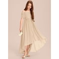 thumbnail image 5 of Drtj Kids Junior Bridesmaid Off Shoulder Dresses Asymmetrical Chiffon Flower Girls Party Pageant Gown, 5 of 6